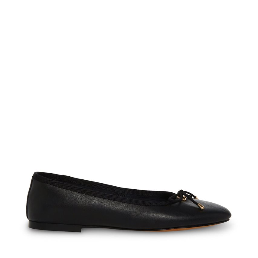 Black Steve Madden Blossoms Leather Women\'s Ballet Flats | PH 3759KXO